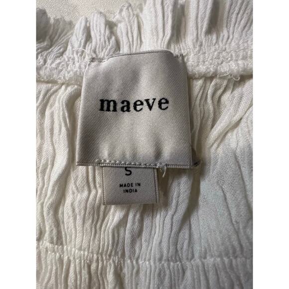 Anthropologie Maeve Short Sleeve Ruffle Yoke Blouse in White - Picture 4 of 11